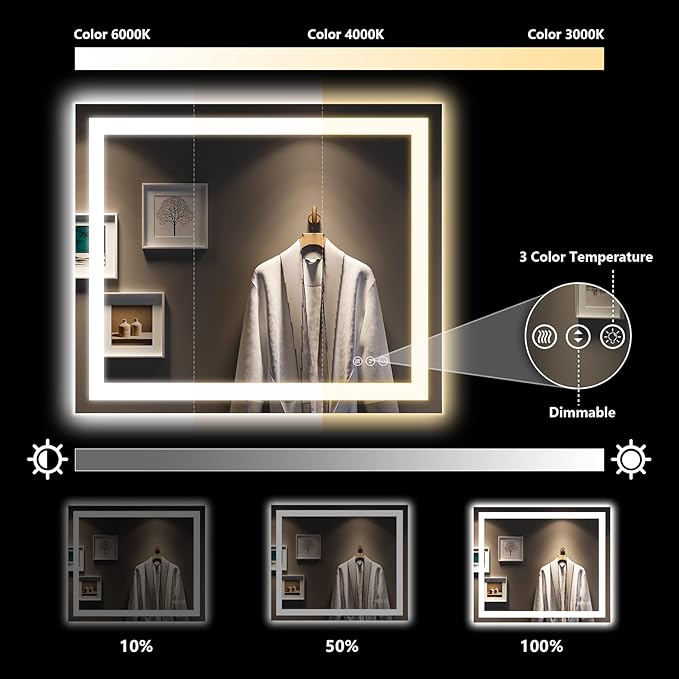 YEELAIT 40x32 Inch LED Bathroom Mirror - Image 4
