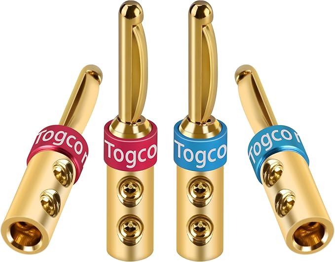 4mm Speaker Banana Plugs, 24K Gold Plated Banana Speaker Wire Banana Plugs by Togconn