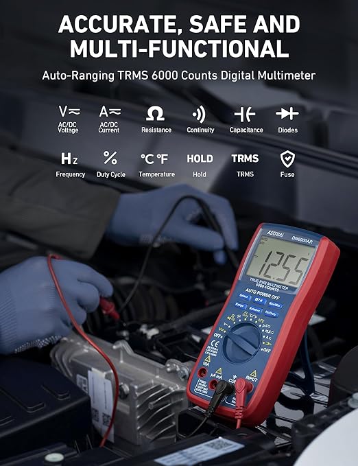 AstroAI Digital Multimeter and Analyzer TRMS 6000 Counts Volt Meter Ohmmeter - Image 2