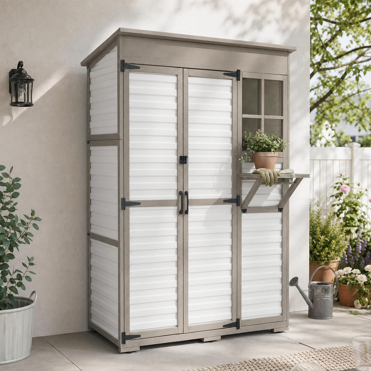 outdoor storage cabinet with waterproof pvc panels, 48.8", main product view