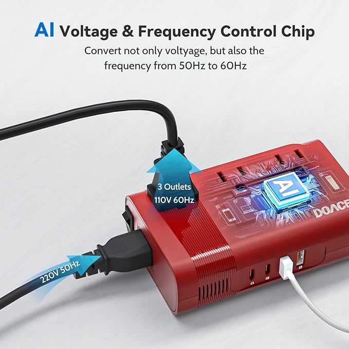 DOACE 350W Voltage Converter, Ai 220V to 110V Converter and 50Hz to 60Hz - Image 5