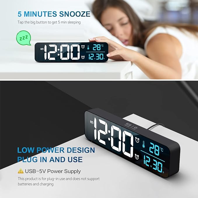 Hournor Digital Clock for Bedroom, Digital Wall Clock for Living Room Decor - Image 7