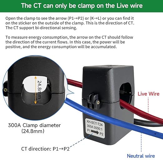 WiFi Energy Monitor with 2 * 300A Clamps, Real-Time Electricity Tracking - Image 3