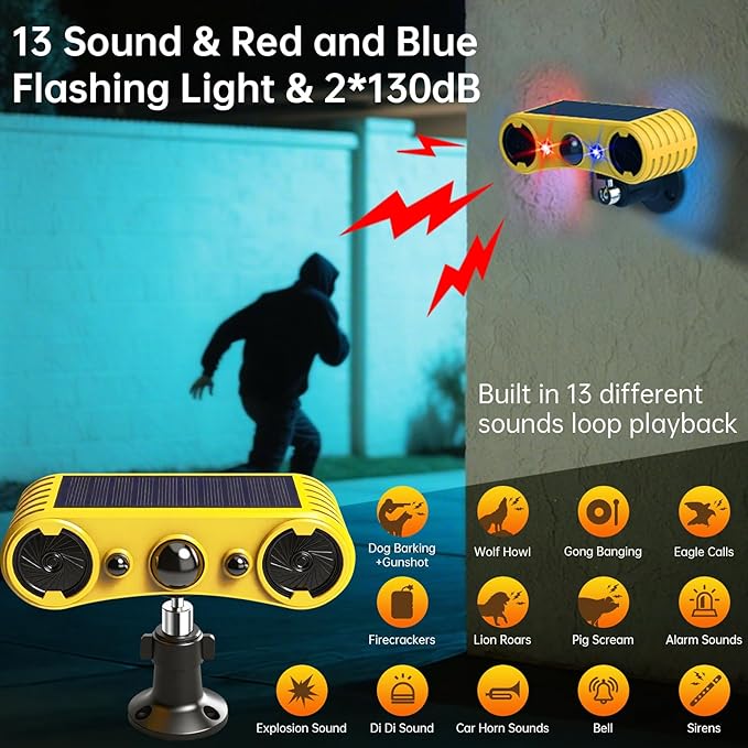 Solar Motion Sensor Alarm Outdoor, Motion Sensor Alarm, 13 Sound, Dog - Image 6