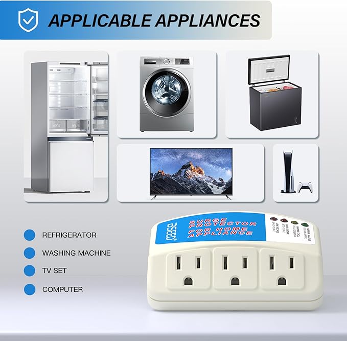 BSEED Voltage Protector, 3 Outlet Plug in Surge Protector - Image 5