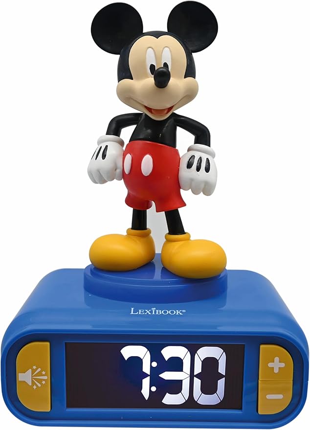 LEXiBOOK, Disney Mickey, Mickey Nightlight Alarm Clock, Sounds and Melodies by Lexibook