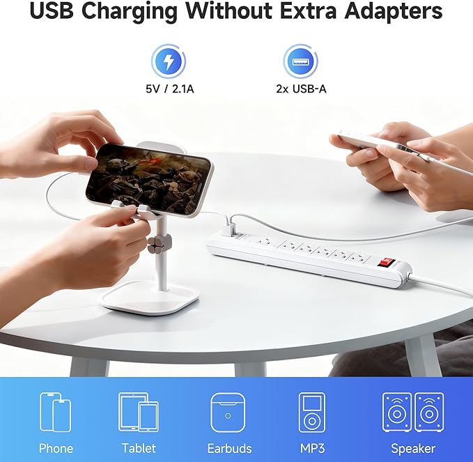 Cable Matters 2-Pack 6-Outlet Surge Protector Power Strip - 12ft - Image 3