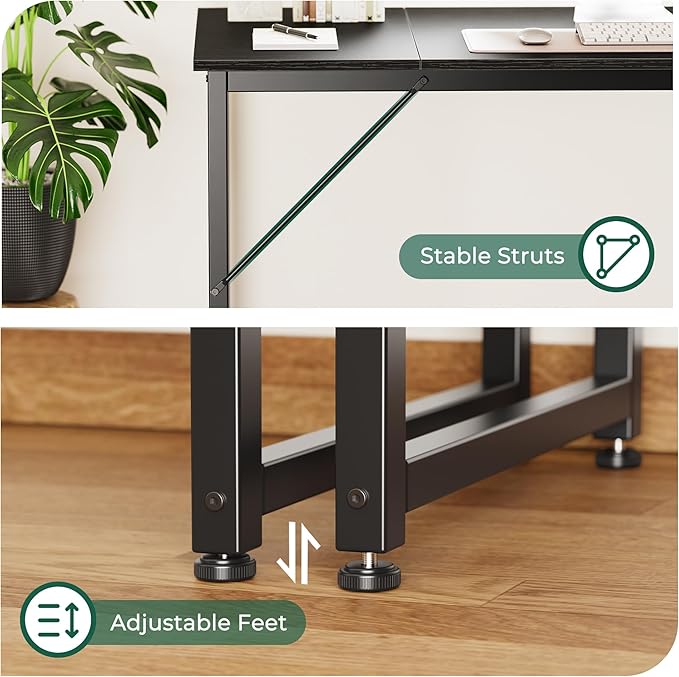 Huuger Computer Desk, 80 Inch Office Desk, Gaming Desk - Image 9