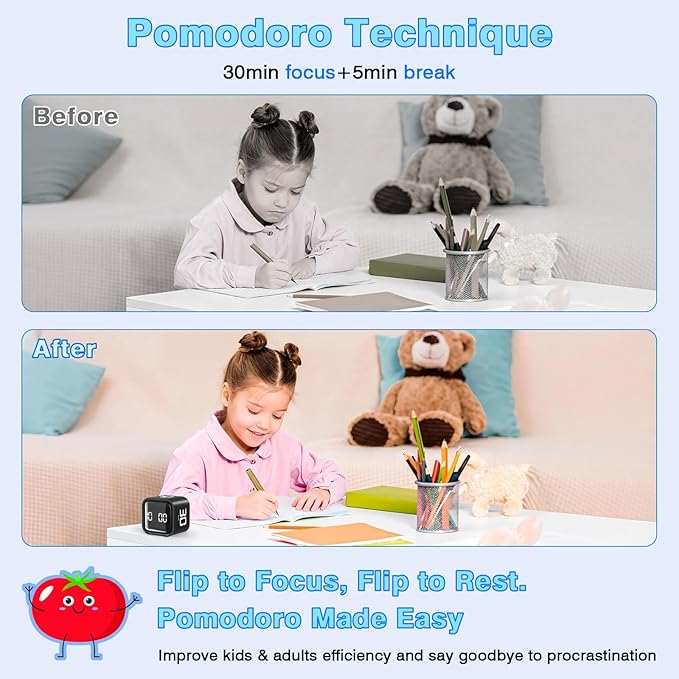 Cube Pomodoro Timer, Desk Productivity Timer 5/10/30/60 Minutes & Custom - Image 6