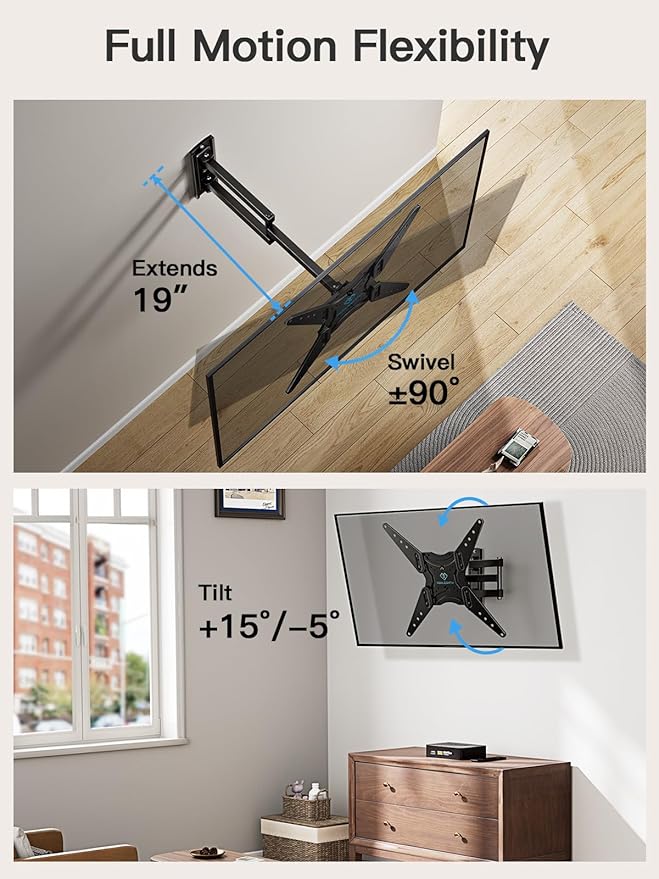 PERLESMITH Full Motion TV Wall Mount - Image 5