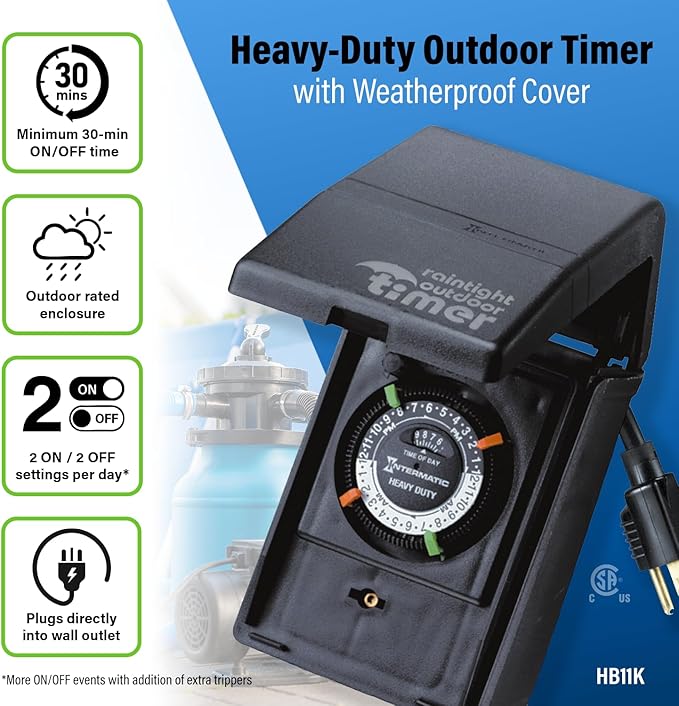 Intermatic HB11K Heavy-Duty Outdoor Plug-in Timer – 2 ON/2 Off Settings - Image 2