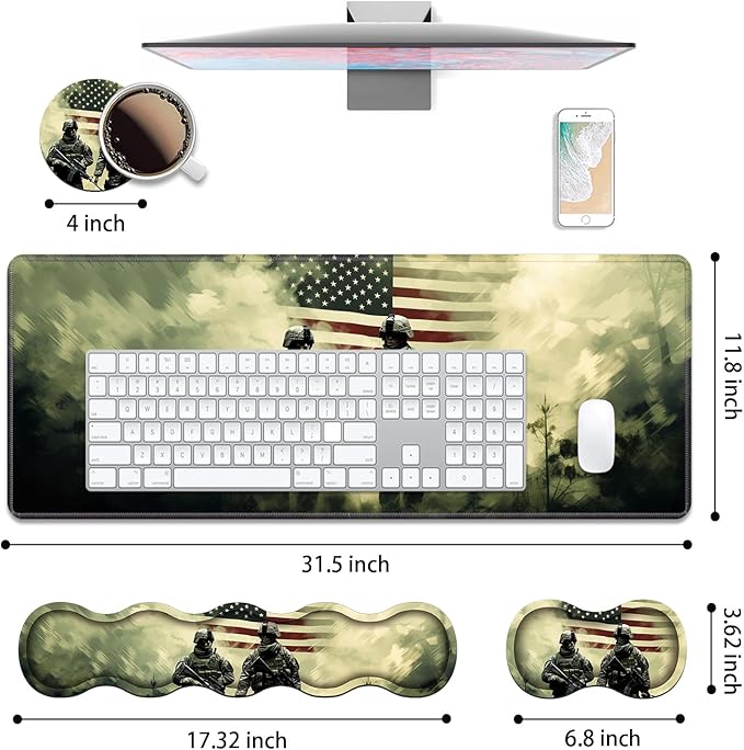 4 in 1 Ergonomic Keyboard Wrist Rest & Mouse Pad Wrist Rest Set, Large Gaming - Image 2