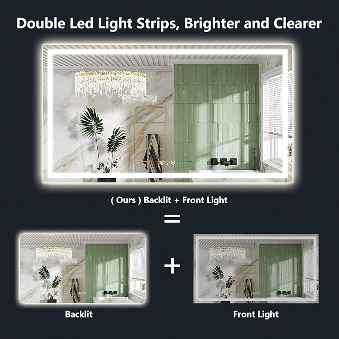 YEELAIT 68x40 Inch LED Bathroom Mirror - Image 2