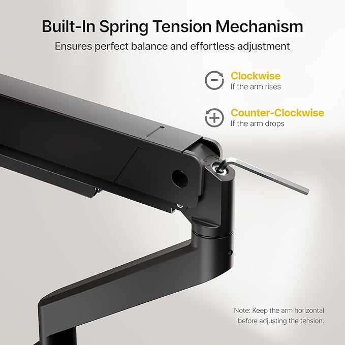 monTEK Single Monitor Arm for Max 45 Inch Ultrawide Screens Adjustable Monitor - Image 7