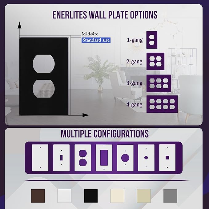 ENERLITES Screwless Duplex Wall Plate, Child Safe Receptacle Outlet Cover - Image 5
