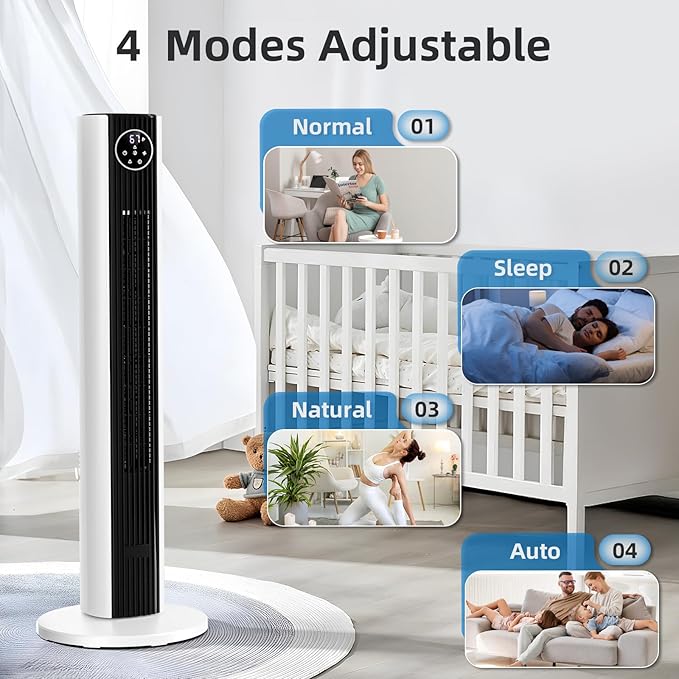 Antarctic Star Tower Fan Portable Floor Fans 85°Oscillating Fan Quiet Cooling - Image 4