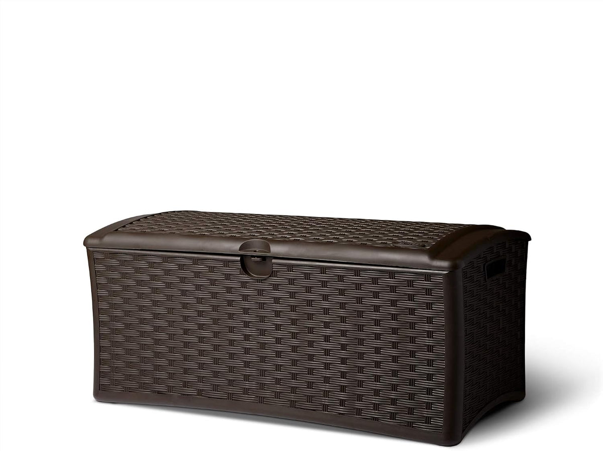 suncast 72 gallon resin outdoor patio storage box, main product view