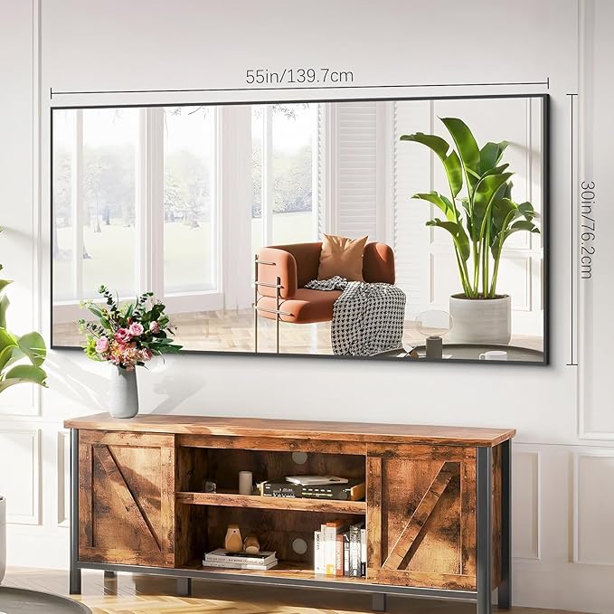 Black Bathroom Mirror for Wall, 55x30 Inch Rectangle Mirrors - Image 6