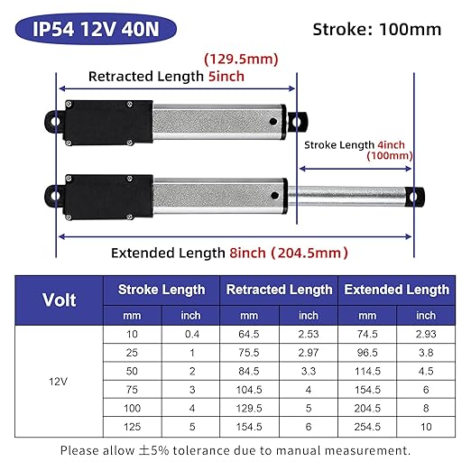 4 Inch 9lbs Mini Stroke 12V Electric Linear Actuator 0.6"/sec Linear Motion - Image 2