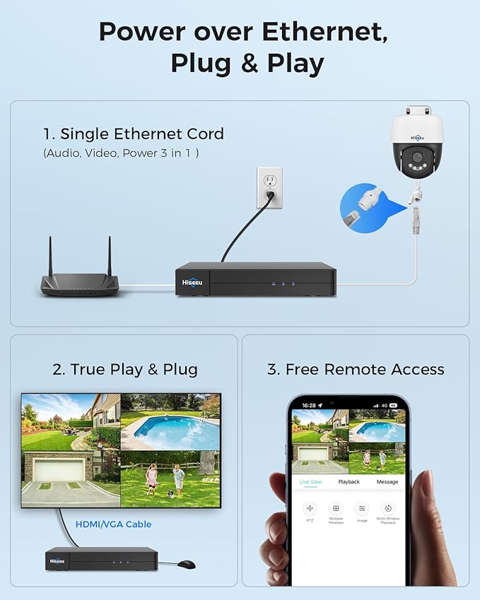 【4K HD+360°View】 Hiseeu 4K PoE Security Camera System, Auto Human Tracking - Image 7
