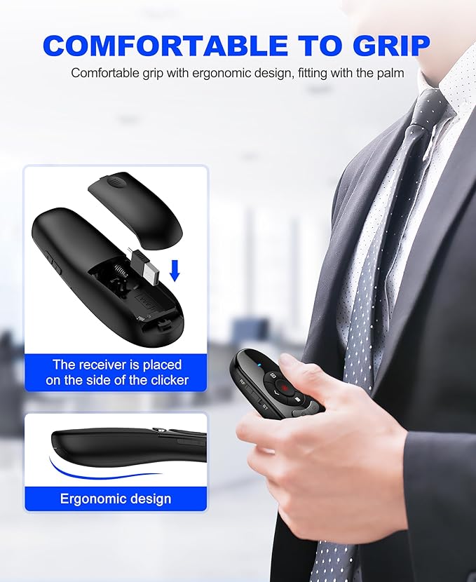 DinoFire USB Type C Wireless Presentation Clicker, BT&RF 2.4GHz Dual Modes - Image 7