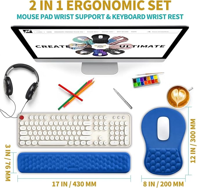 Hokafenle 2 in 1 Ergonomic Mouse Pad Wrist Support & Wrist Rest - Image 2