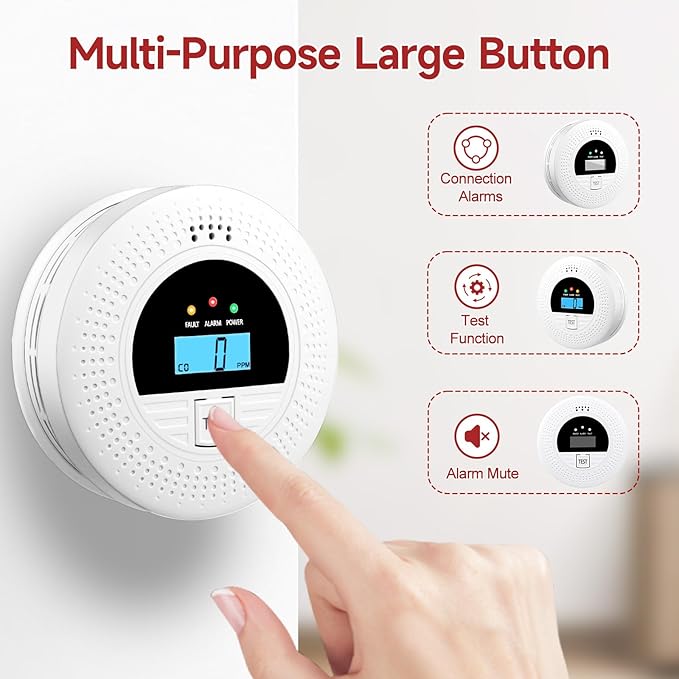 1-Pack Interconnected Smoke and Carbon Monoxide Detector, Test Button & - Image 4
