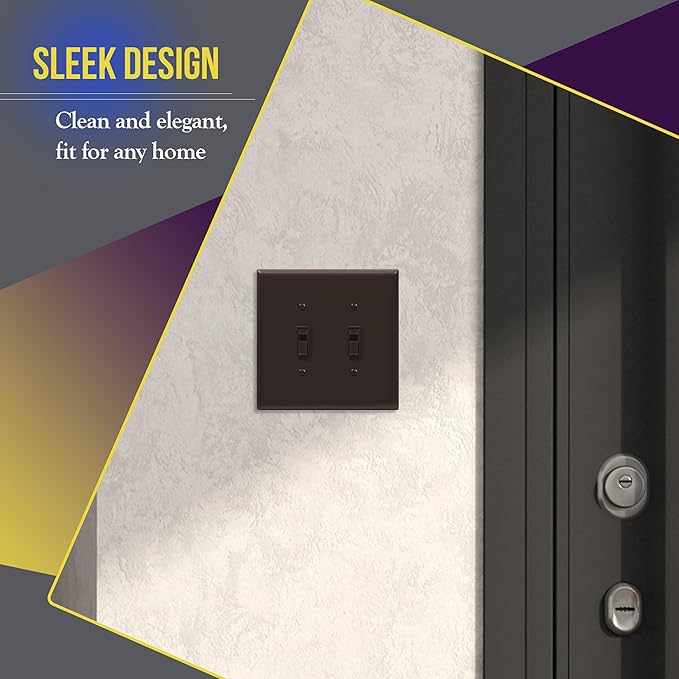 ENERLITES Toggle Light Switch Wall Plate, Gloss Finish, Midway Size 2-Gang - Image 3