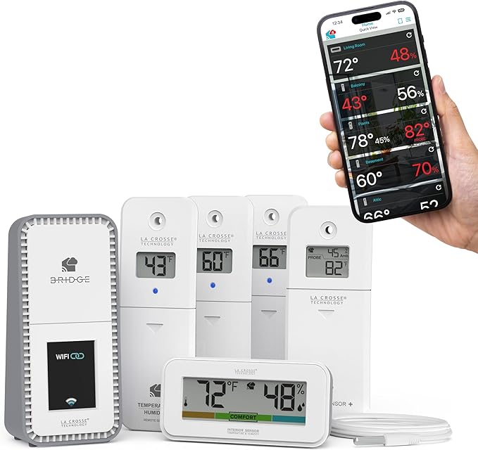 Temp Tracker Pro Wi-Fi Alert System: Bridge Gateway, 3 in/Out Temp. and Humidity by LaCrosseTechnology