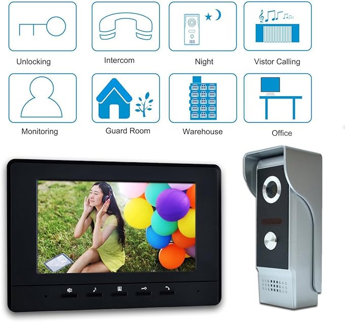 AMOCAM Wired Video Intercom System, 7 Inches Video Doorbell Door Phone System - Image 4