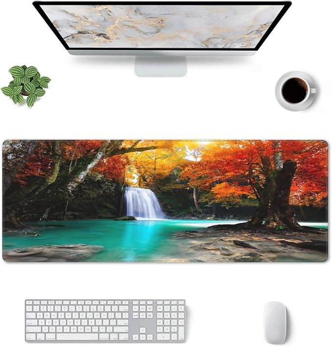 Deep Forest Waterfall Extended Big Mouse Pad Large, XL Gaming Mouse Pad Desk Pad - Image 2