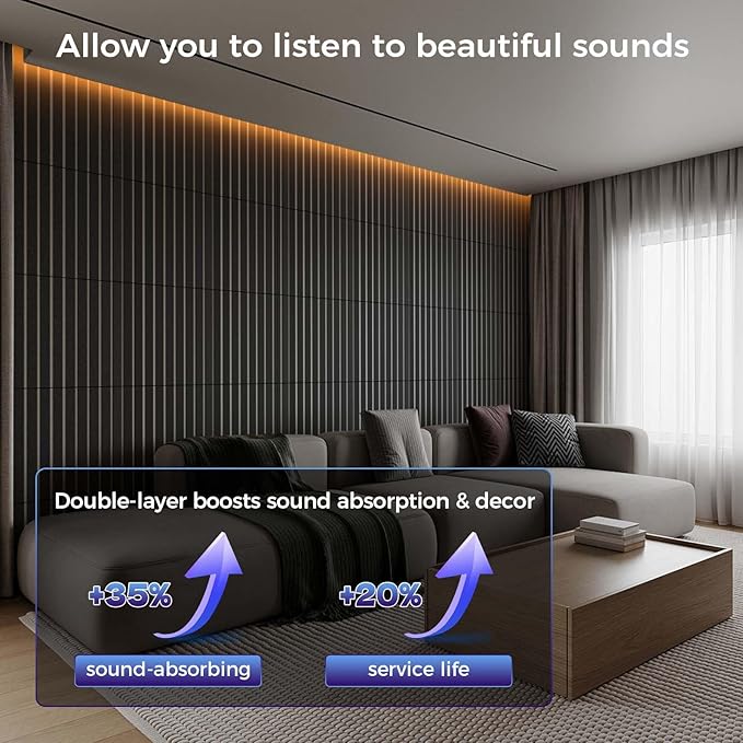 BSHEAD 8 Pack 2-Layer Large Soundproof Wall Panels, 15.7 x 15.7 x 0.43 in Sound - Image 3