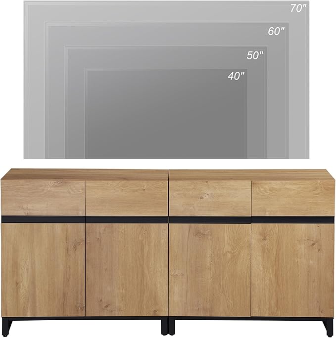 WAMPAT Modern TV Stand for TVs up to 70 inch, 2 in 1 Entertainment Center TV - Image 4
