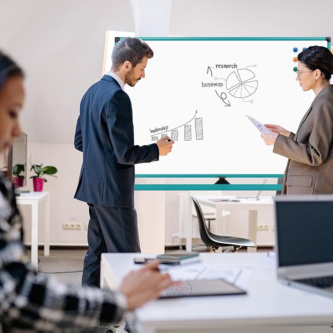 Mobile Whiteboard on Wheels, 48x32 Inches Rolling Whiteboard, Magnetic Dry - Image 8