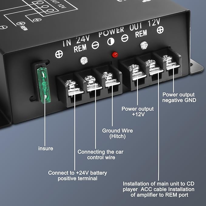 XMSJSIY DC 24V to 12V Step-Down Voltage Converter 100A 1200W DC 20-30V to 12V - Image 5