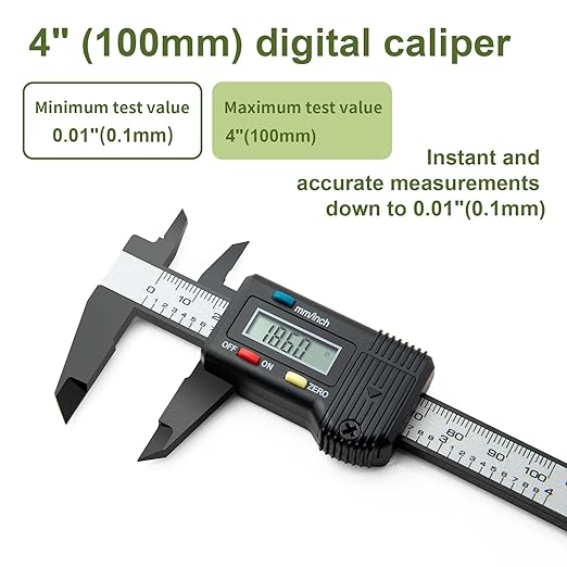 SCITOOLS Small Digital Caliper 0-4" Mini Measuring Tool, Micrometer Caliper - Image 5