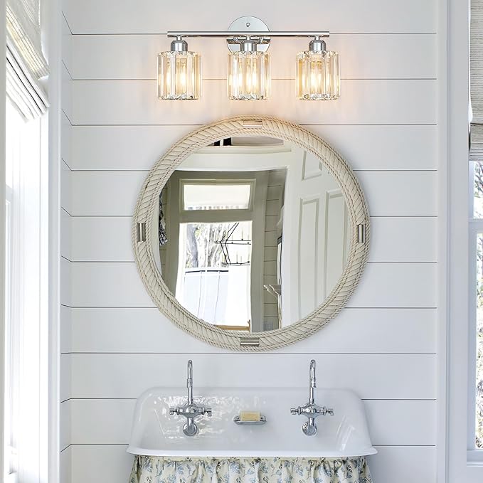 FDPBY Modern 3 Light Crystal Vanity Light, Chrome Vertical Bathroom Light - Image 7