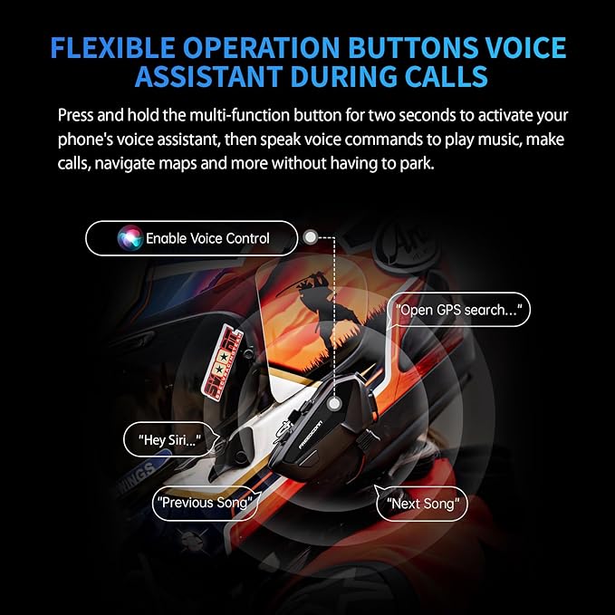 FreedConn FX Plus Motorcycle Helmet Bluetooth Headset, Auto-Join Mesh Network - Image 9