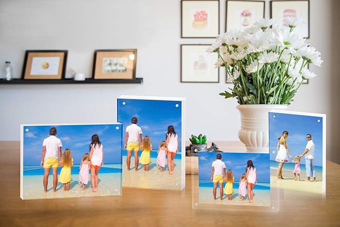 Meetu Acrylic Picture Frame 6x8 Tabletop Photo Frame Magnetic Double Sided - Image 6