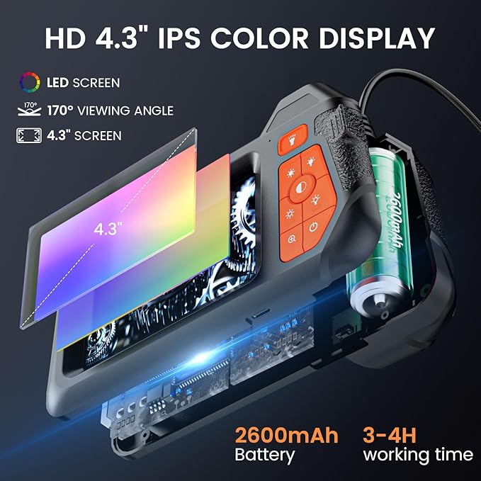 Endoscope Camera with Light: Dual Lens Industrial Endoscope Borescope - Image 3