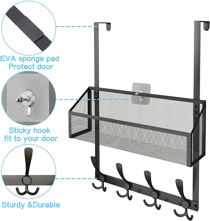 Kaiferty Over The Door Hooks Organizer, Coat Rack Over The Door Storage Hanger - Image 5