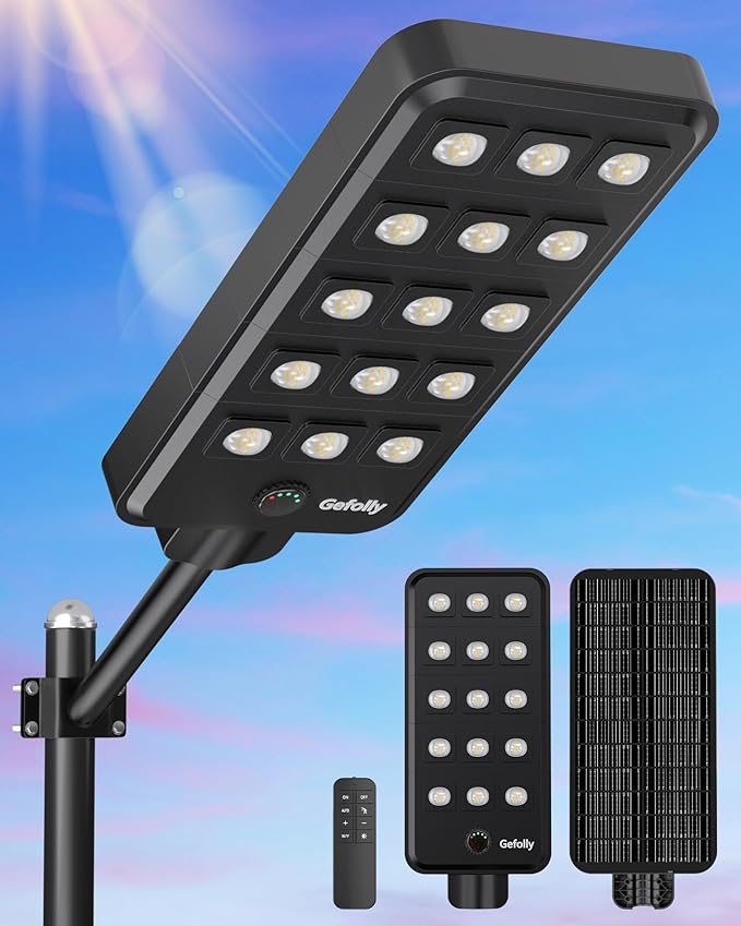 Gefolly G-15000W Solar Street Light Outdoor, Wide Angle Commercial Parking Lot by GefollyLight