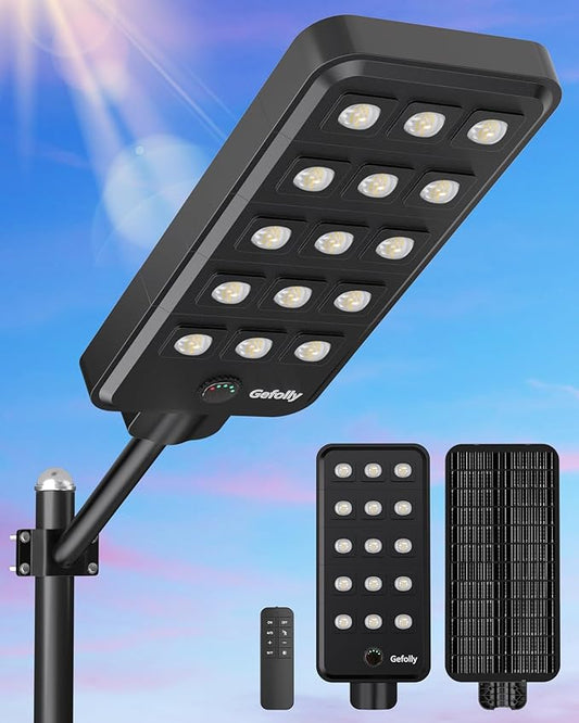 Gefolly G-15000W Solar Street Light Outdoor, Wide Angle Commercial Parking Lot by GefollyLight