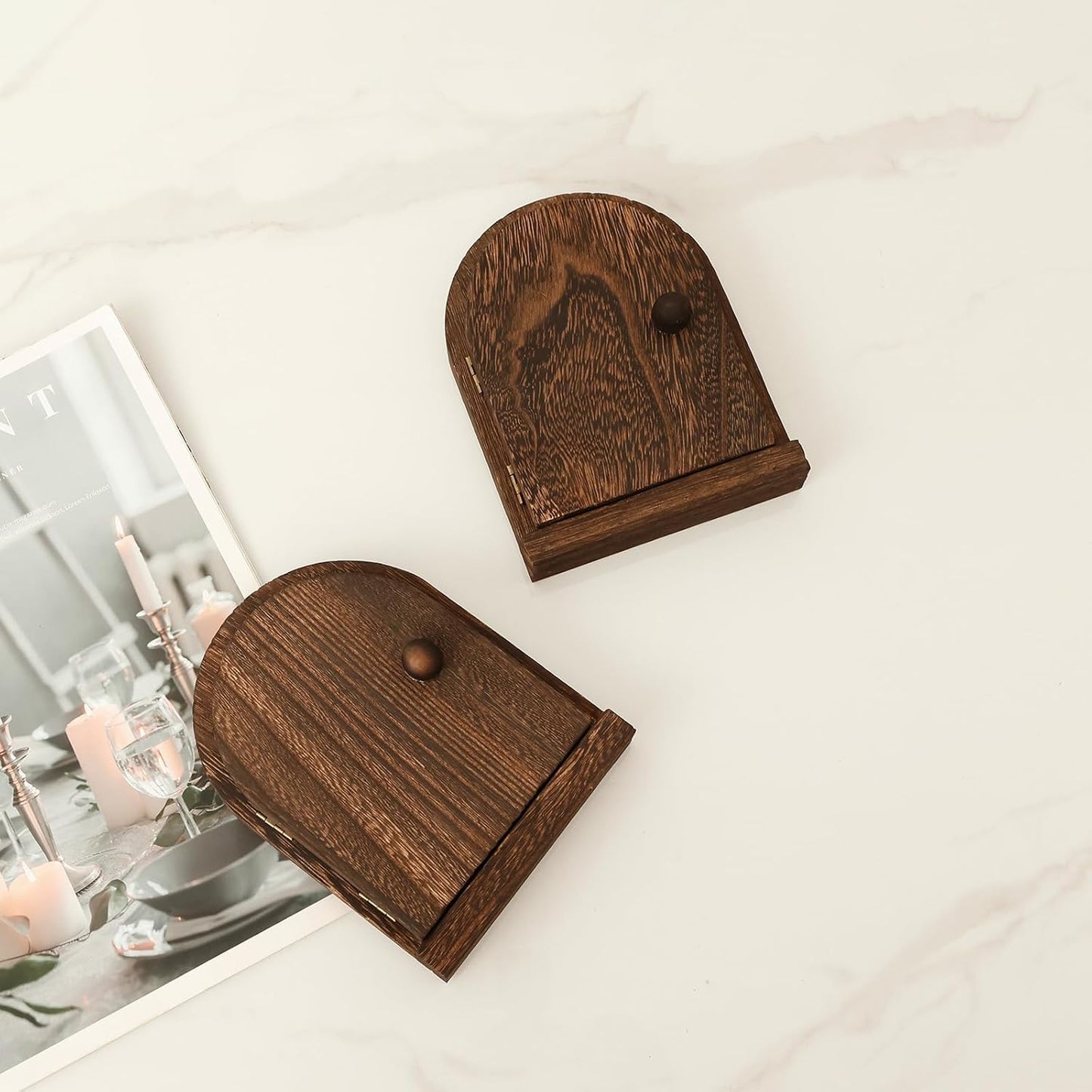 2 Pack Fairy Door Outlet Covers, Wooden Outlet Covers, Wood Door Shape Romantic Fairy Doors Outlet Cover Plate, No Drilling Outlet Cover Plates, Decorative Wall Outlet Cover for Children and Pets