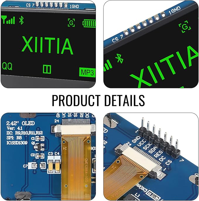 XIITIA 2pcs 2.42 inch 128x64 OLED LCD Display Module SSD1309 7 Pin SPI/IIC I2C - Image 4