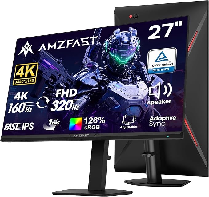 Amzfast 27’‘ 4K Gaming Monitor HDR 400, UHD 160Hz 144Hz | FHD 320Hz 300Hz Dual by Amzfast