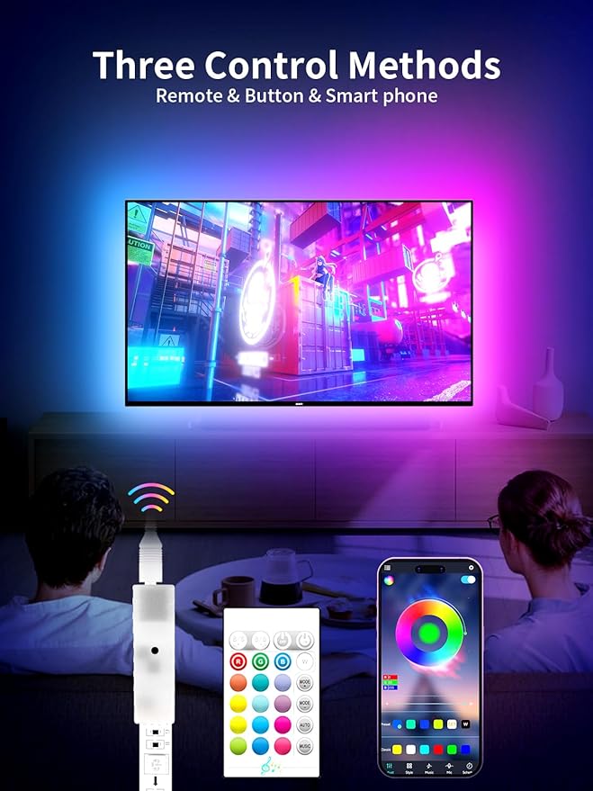 KANTUTOE LED Lights for TV, 19.68ft LED Backlights for 65-80in TV, RGB TV - Image 2