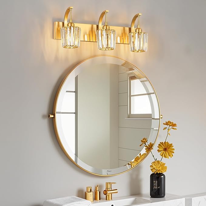 FDPBY Modern Bathroom Vanity Light, 3-Light Gold Wall Sconce - Image 3