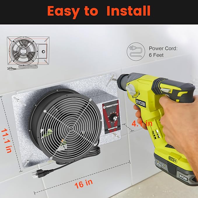 Abestorm 720CFM High Air Flow Crawlspace Ventilation Fan, IP55 Rated 10" Vent - Image 5