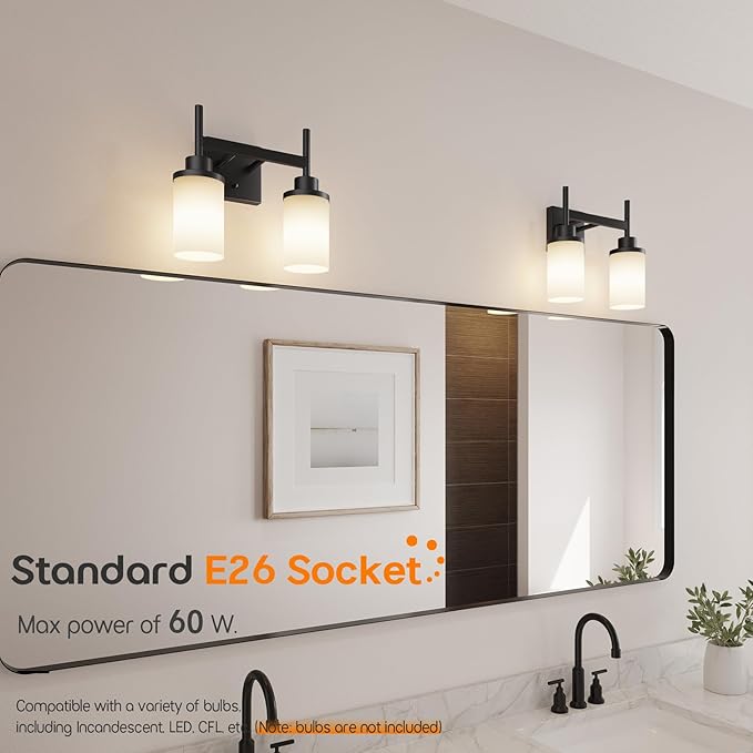 AONEON Wall Light Fixtures Matte Black Bathroom Vanity Lights Over Mirror - Image 4